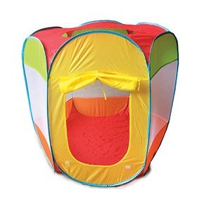 חדש! אוהל משחק משושה + 65 כדורים צבעוניים