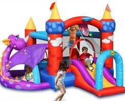 מתקן דרקון כולל קפיצה וגלישה ובצידו בריכת כדורים הכוללת הצללה ו30 כדורים דגם 9022