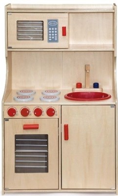 מטבח לילדים נהדר לפיתוח המחשבה והדימיון עם כיריים ומיקרוגל מעץ מלא מבית Viga