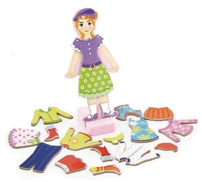 בית האופנה שלי! סט הלבשת בובה עם מגנטים 33 חלקים דמויי בגדים מבית Viga ,להעשרת הדמיון ופיתוח המחשבה