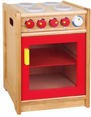 תנור וכיריים בשילוב 2 צבעים להמחשה אמיתית מעץ מלא - אדום Viga