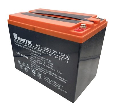 סוללת/מצבר ג'ל פריקה עמוקה 12 וולט 55 אמפר/שעה לשימוש מחזורי מבית רוזטק