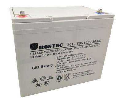 מצבר ג'ל פריקה עמוקה 12 וולט 80 אמפר/שעה לעבודה מחזורית מבית רוזטק
