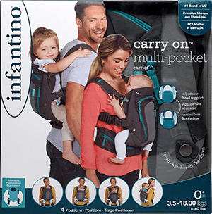 מנשא איכותי מבית אינפנטינו INFANTINO CARRY ON מ-3.5 עד 18 ק"ג . 6 תאי אחסון.