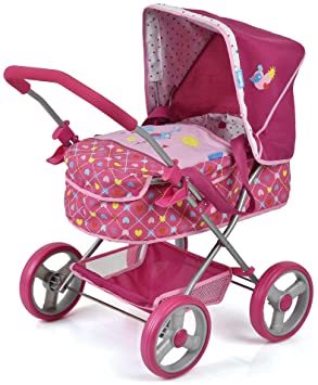 עגלת בובה שכיבה איכותית עם מנשא פנימי נשלף ידית מתכווננת לגובה מבית "הוק"