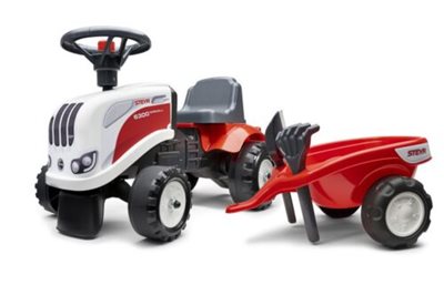יחידה אחרונה! מיני טרקטור עם עגלה נגררת לגילאי 1-3 שנים כולל כלי עבודה של חברת Falk