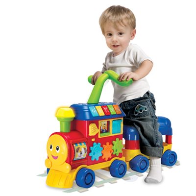 בימבה רכבת 3 ב-1 ייחודית ביותר דובר עברית - אדום צהוב מבית האיכות Winfun