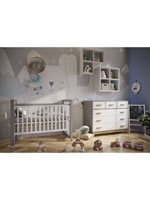 חדר אלון אפור לבן טבעי