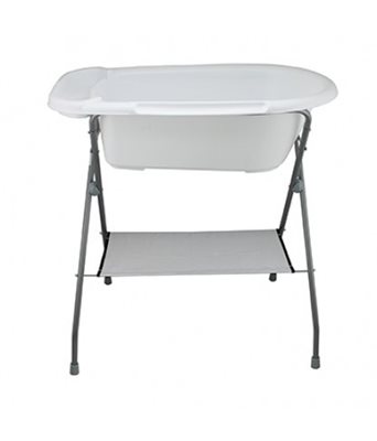 אמבטיה הכוללת מעמד מתכת מבית ליטף המקורי נוחה וקומפקטית