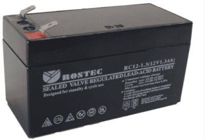 מצבר עופרת 12 וולט 1.3 אמפר/שעה Rostec